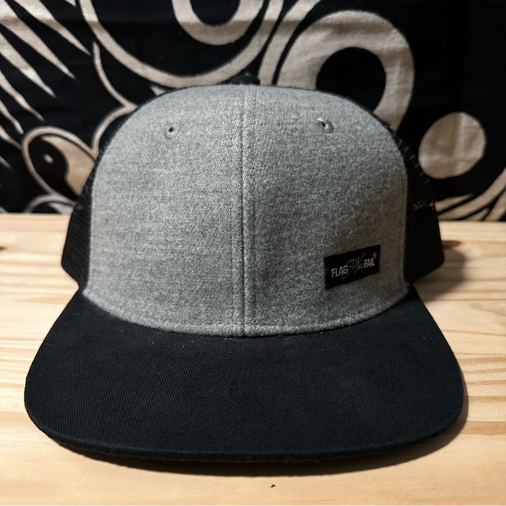 Flag Nor Fail Limited Gray Wool Black Mesh Snap Back Hat